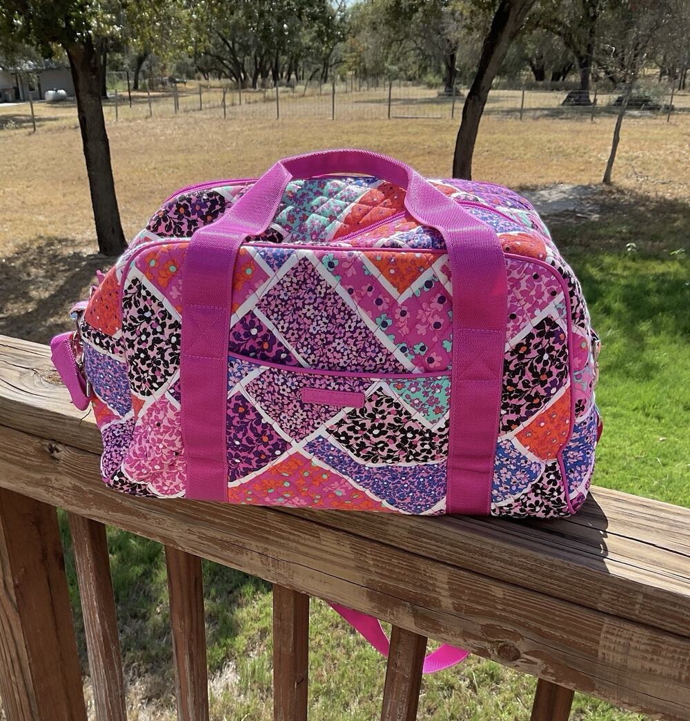 Vera Bradley Pink Floral Quilted Duffle Bag Crossbody Modern Medley